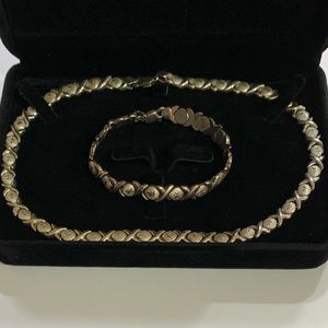925 STERLING SILVER VINTAGE XO HUGS AND KISSES 18” NECKLACE AND 8” BRACELET